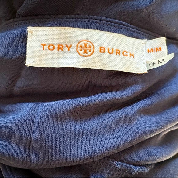 TORY BURCH Navy Stacey Maxi Slip Dress Plastic Tortoise Shell Chain Straps M (8) - Picture 6 of 7